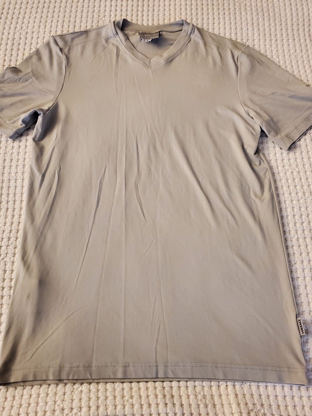 Versace Jeans Couture Men's V-Neck Short Sleeve Shirt - Light Gray